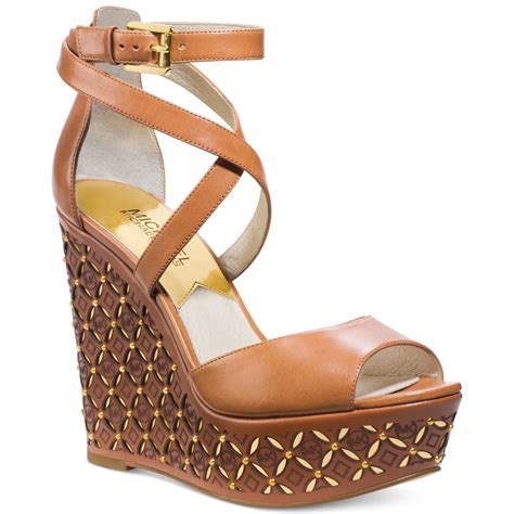 michael kors strap brown wedges|michael kors black wedges women.